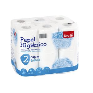 DIA papel higiénico blanco 2 capas paquete 12 uds