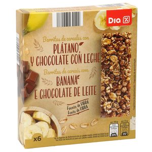 DIA barritas cereales chocolate y platano  caja 6 uds 150 gr