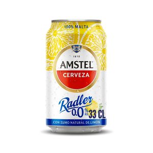 AMSTEL cerveza radler con limón 0,0% alcohol lata 33 cl