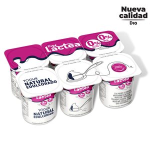 DIA LACTEA yogur natural desnatado edulcorado 0% pack 6 unidades 125 gr