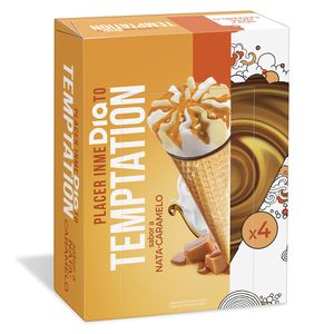 DIA TEMPTATION helado cono sabor nata y caramelo caja 4 uds 272 gr