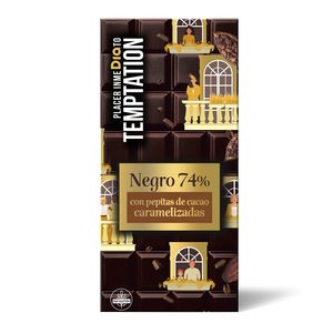 DIA TEMPTATION chocolate negro 74 % con pepitas de cacao tableta 100 gr 