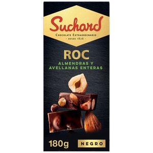 SUCHARD Roc chocolate negro con almendras enteras y avellanas tableta 180 gr